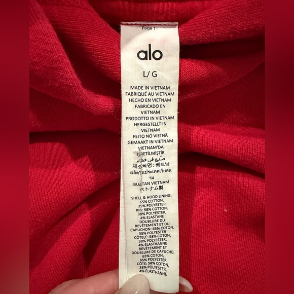 Auth. ✅ ALO Yoga “Bae” Crop Hoodie in “Bold Red” Size Large❤️ - Picture 5 of 9
